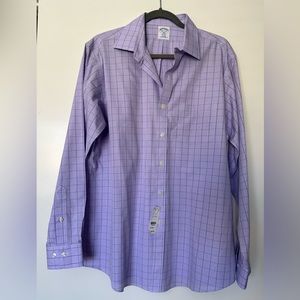 NEW Brooks Brothers Regent Shirt Cotton Purple with blue stripe 16.5 34/35